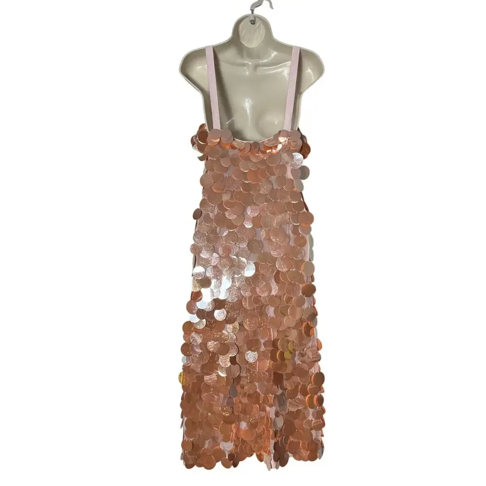J. Crew Rose Gold Sequin Midi Slip Dress